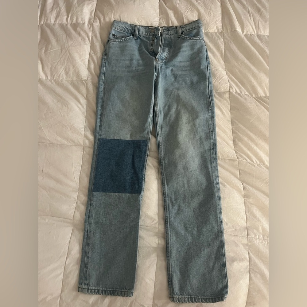 Reformation Women's Patchwork Blue Jeans